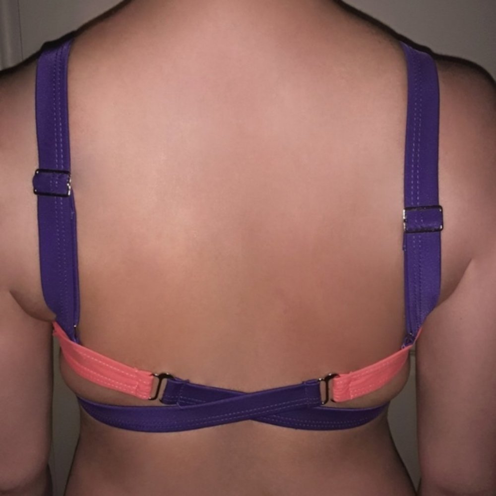 NWOT AGENT PROVOCATEUR REPLICA Strappy Cutout Neon Purple Green Coral Bikini Set - Picture 3 of 9